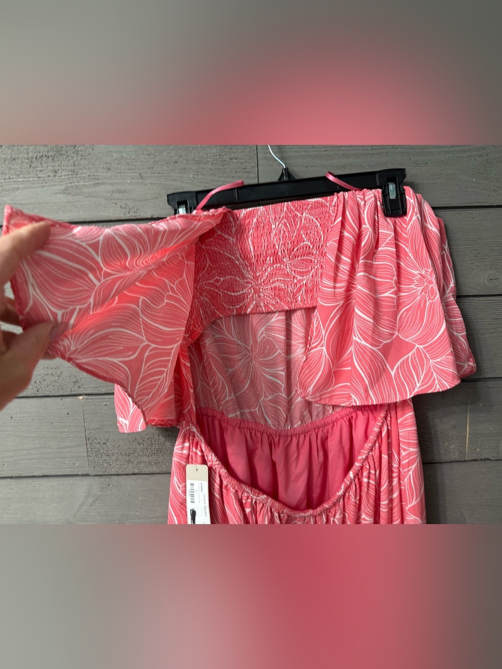 NWT Lizard Thicket C’isa Coral Pink Floral Strapless Maxi Dress Sz L Summer Fest - Picture 7 of 11